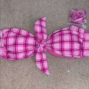 Pink Strapless bikini top size medium